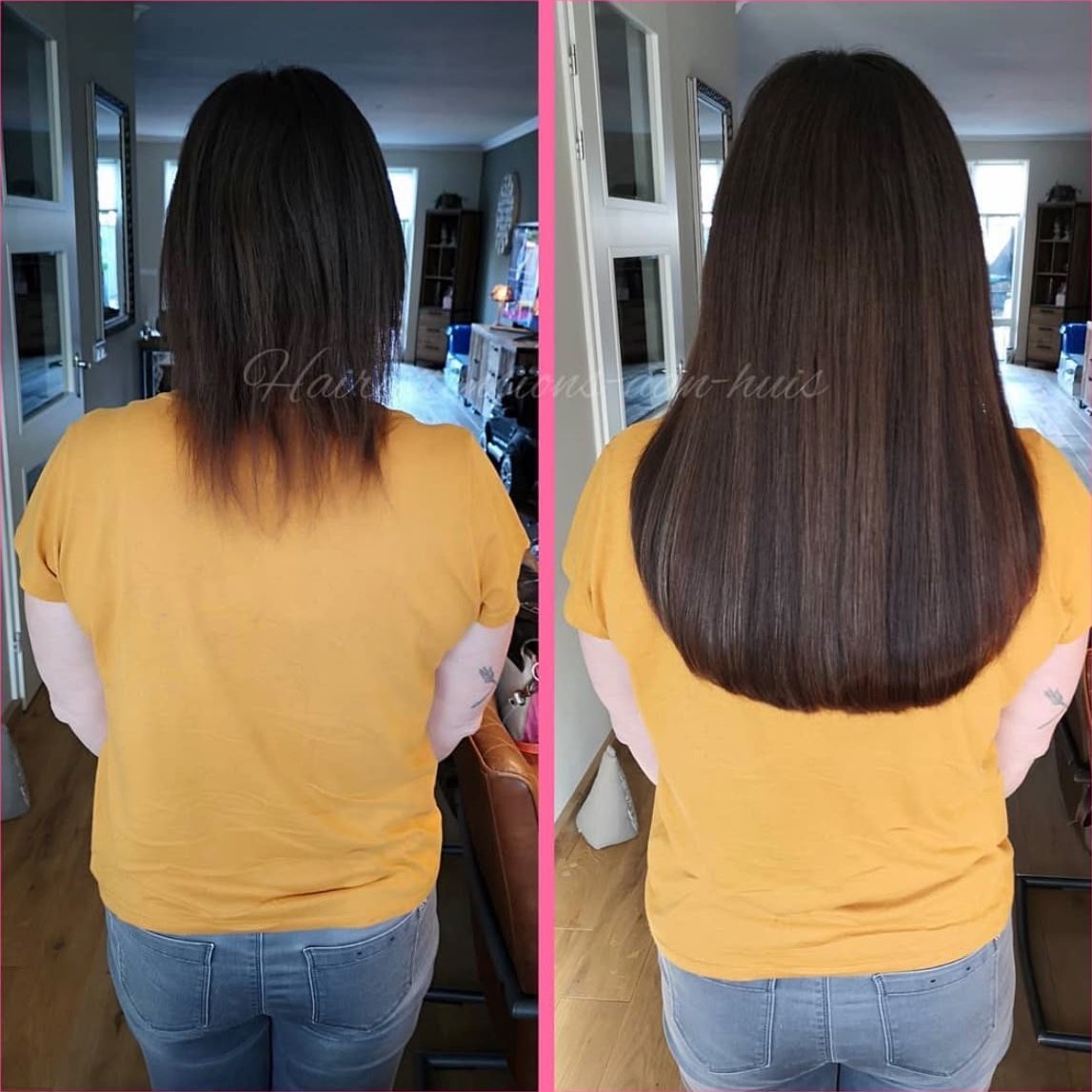 Voor en na hairextensions: Bruin met lengte